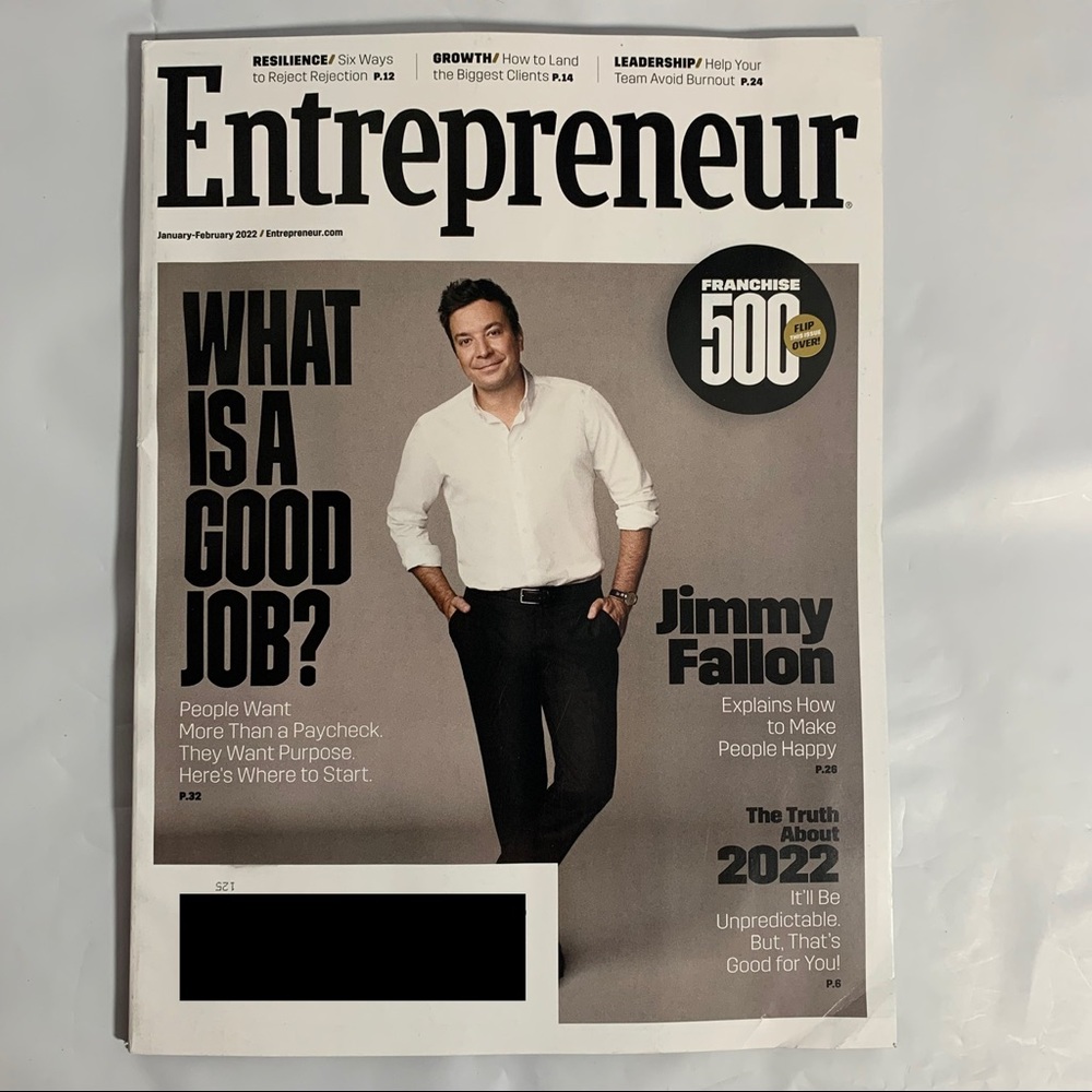 Entrepreneur Magazine January 2022 Jimmy Fallon Franchise 500 Truth About 2022